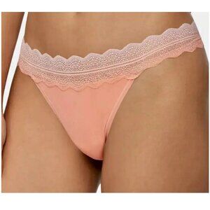 Calvin Klein Women's Lace-Trim Thong Panty Underwear, Mellow Orange, Large